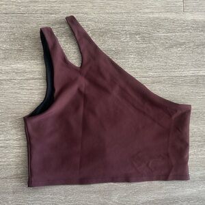 Asymmetrical Peloton Women's Burgundy Sports Bra